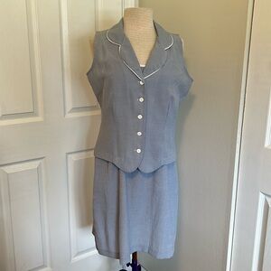 Especially Yours 2 Piece Blue/White Spaghetti Strap Dress with Sleeveless Jacket